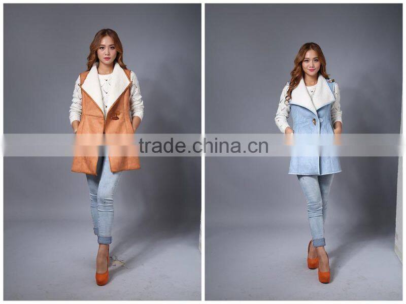 Women Real Leather Fur Vest / Lamb Fur Vest For Lady