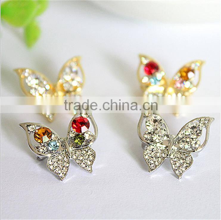 Hot sale wholesale fashion women butterfly diamond rhinestone alloy brooch pin