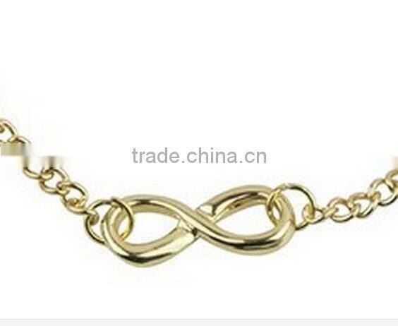 New Charm Women Lucky 8 Infinity Alloy Bangle Charm Simple Chain Bracelet