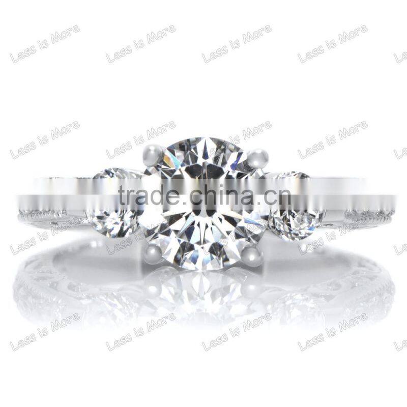 new 925 silver cz three stone ring ,engagement ring set
