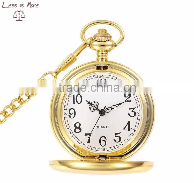 wholesale elegant glossy glod silver and black pocket watch necklace
