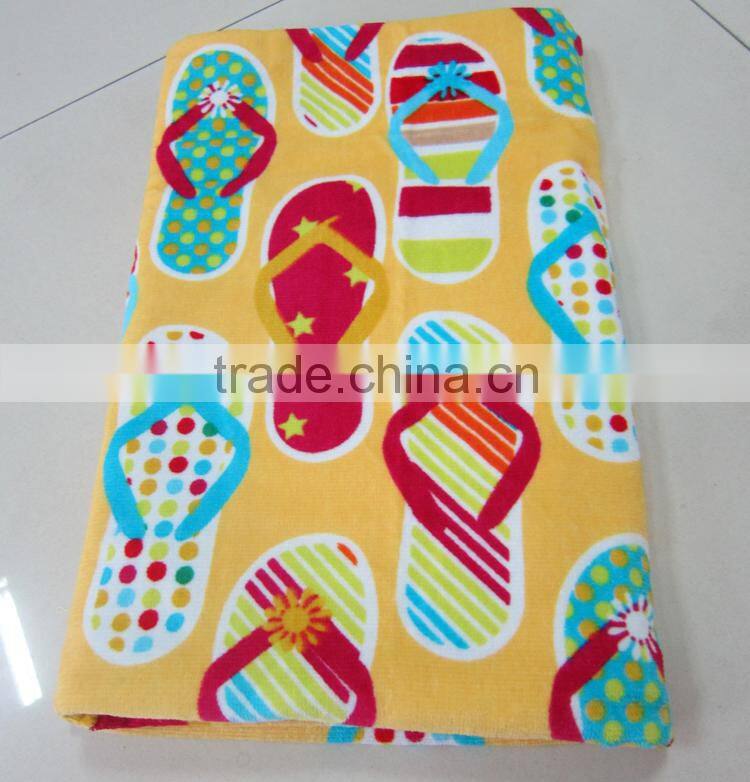 2016 top sale slipper printed casual beach towel play time printed towel