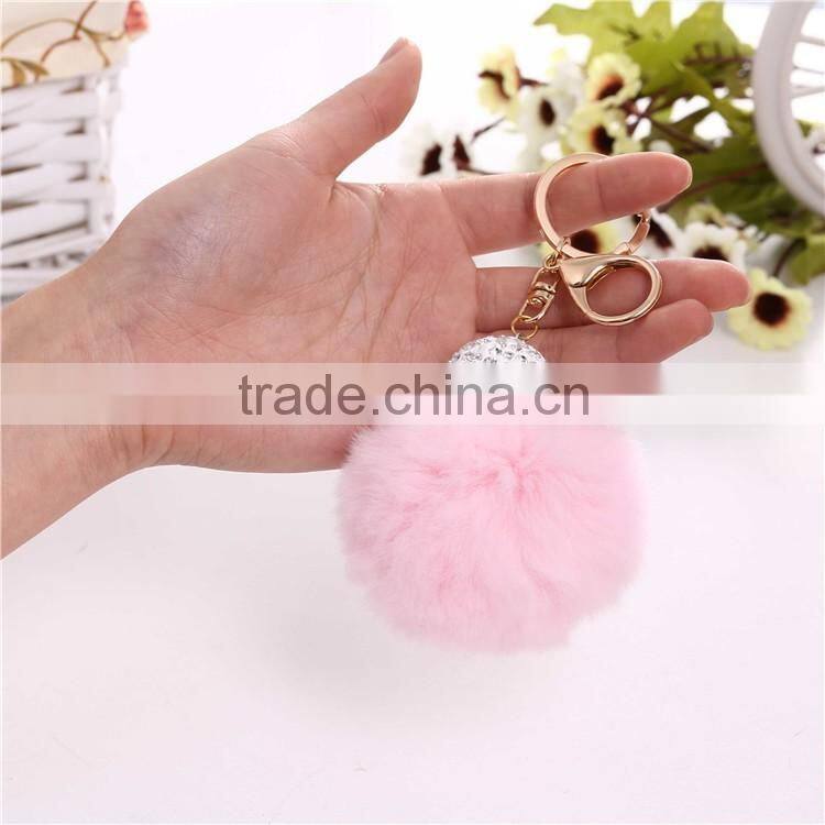 Royal Blue Rabbit Fur Pompom Valentine's Day Gift Keychain