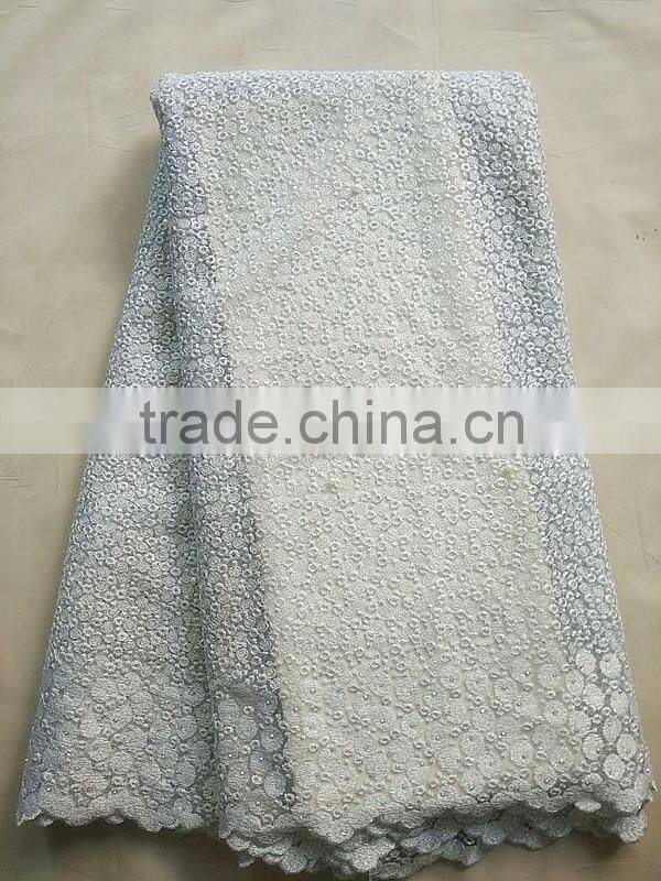 Decoration Wholesale French Lace Fabric / Wedding Dress Beaded Lace Fabric