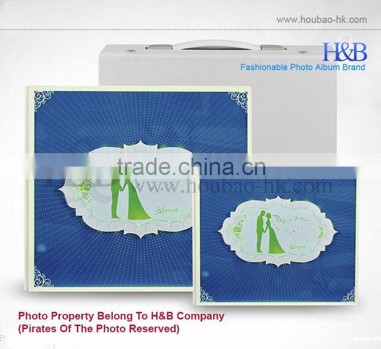 LED light brown color leather wedding album photo