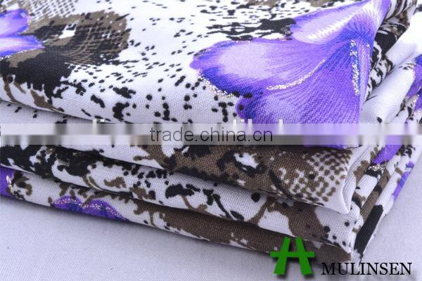 Mulinsen Textile Woven Wool Peach floral wholesale spandex fabric print