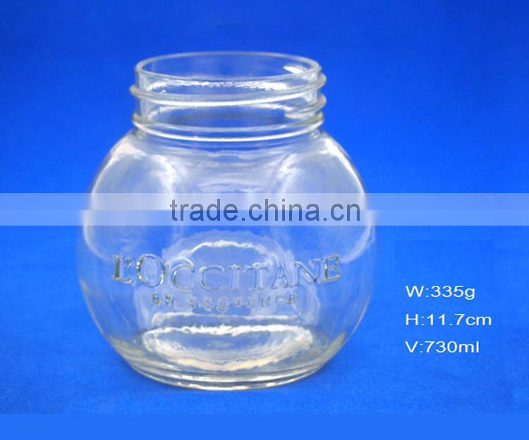 730ml wholesale unique ball shape glass jar for jam