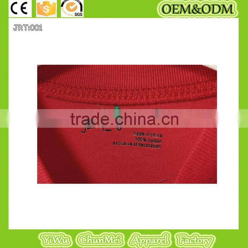 2015 new cartoon 100%cotton t-shirt long sleeve tee Winter children's T-shirt Red long sleeve tee kid printed t shirt