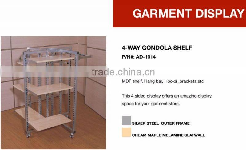 Powder Coating Frame Floor Standing Clothing Display Gondola