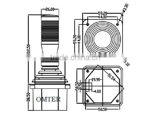 For industrial robots, medical equipment, optical instruments use two-axis joystick Hall OMH45-2B series