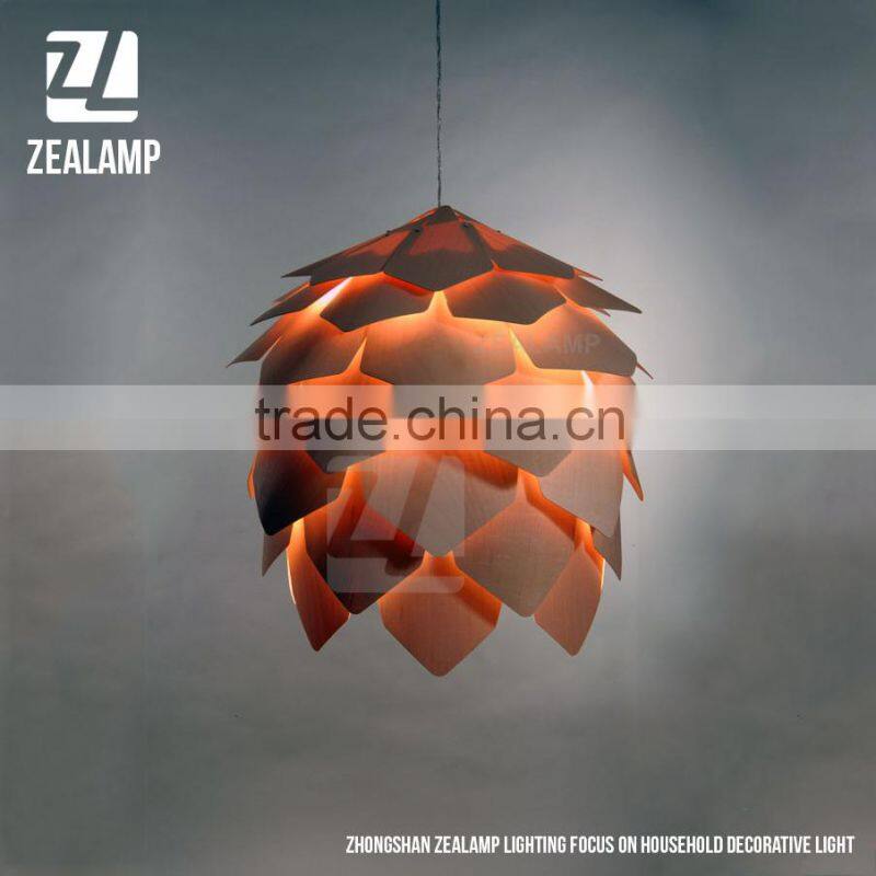 Modern Artichoke Lighting Crimean Pine Cone Wooden Pendant Lamp