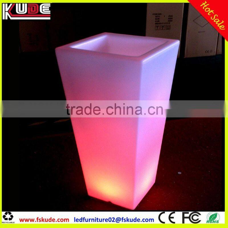 waterproof PE plastic decorative tall ladder flower pots with LED light up