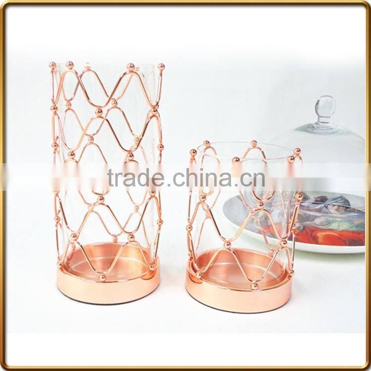 Metal Hurricane Candle Holder With Clear Glass in defferent color