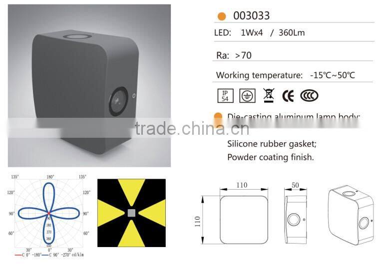 W-003033 IP54 4W LG LED recessed wall light,outdoor wall decoration light