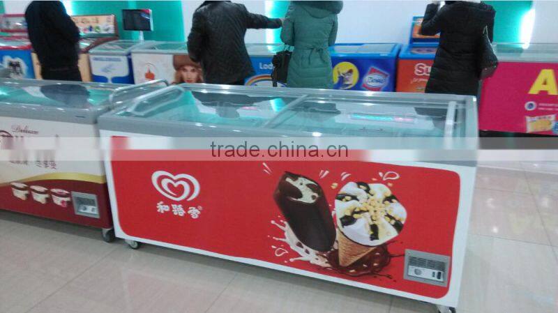 small 182L 282L supermarket commercial ice cream chest showcase freezer display freezer