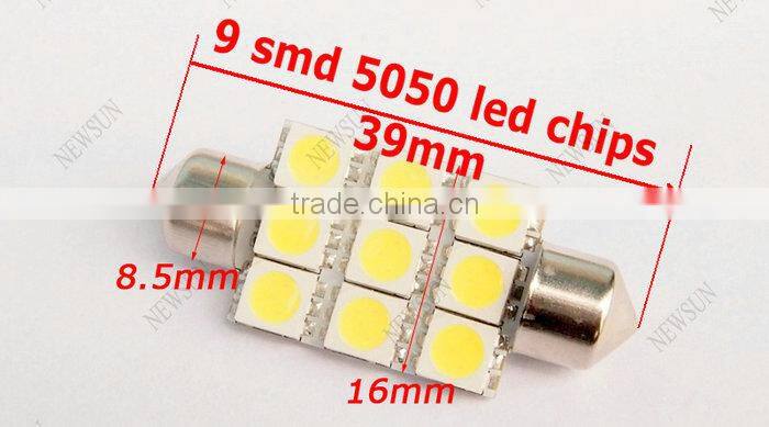 2014 New product auto dome festoon light 39mm 9SMD 5050 wholesale price car interior reading lights