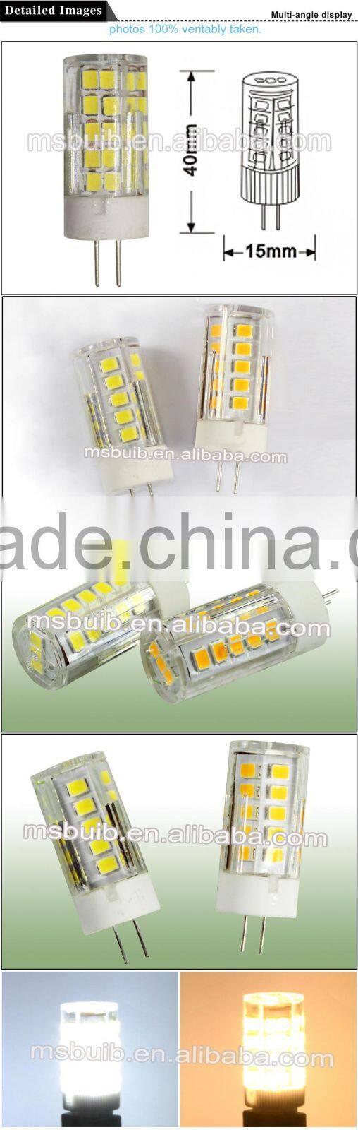 Haining Mingshuai led G4 bulb 6w 220-240v SMD ceramic G4 lamp CE ROHS certificate 360degree ra>80 pf>0.5