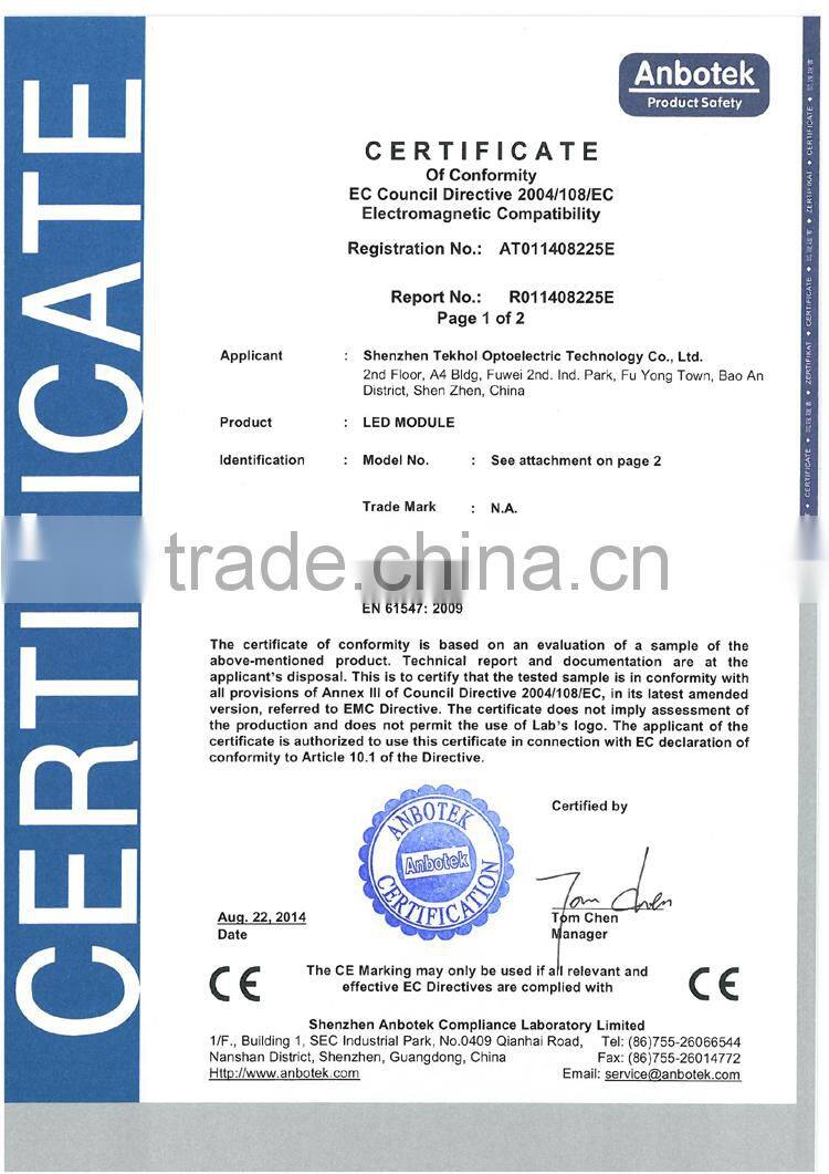 4 smd led module with 220 luminance and 170 degrees, CRI 75