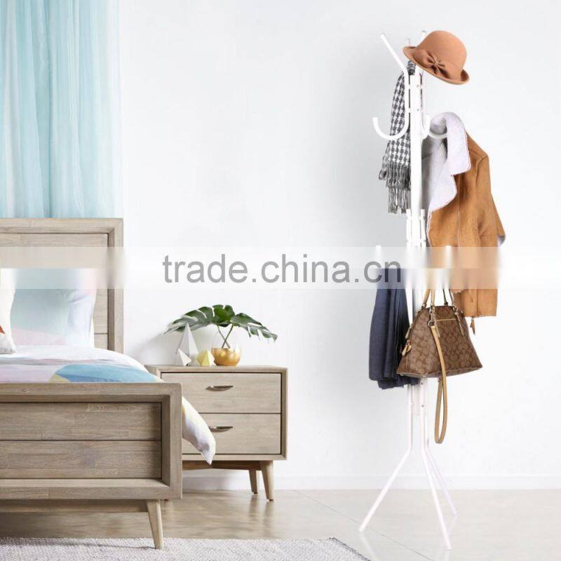 Black Metal Coat Hat Rack 2-tier Garment Drying Rack Clothes Shoe Organizer