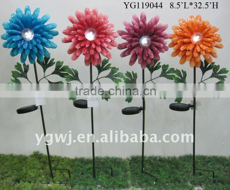solar metal flower lawn stake