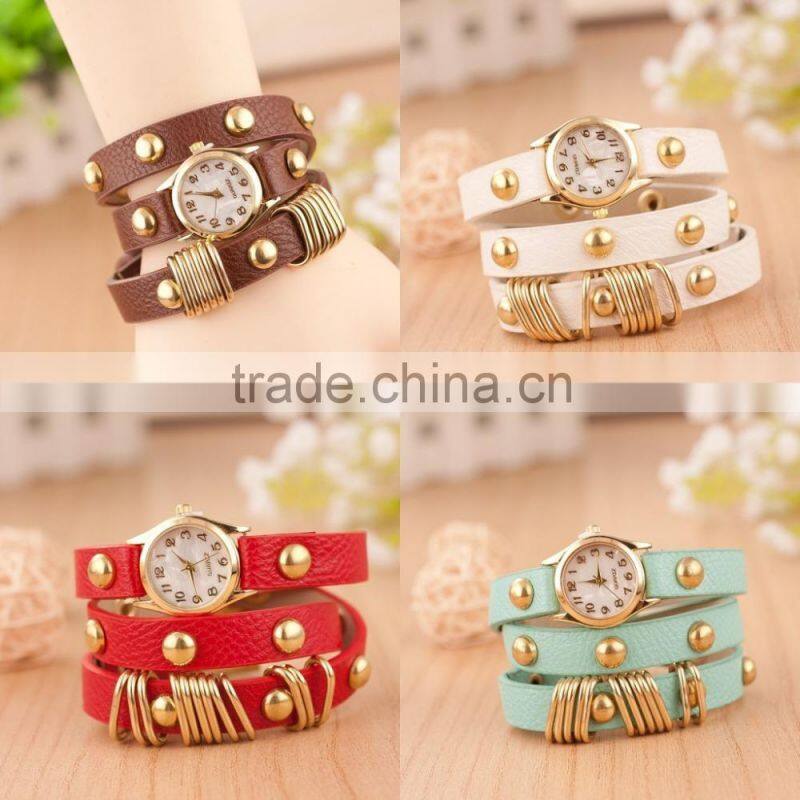 In Stock Geneva Perempuan Dots Kain Syal Band Circum Analog Pergelangan Kuarsa Menonton