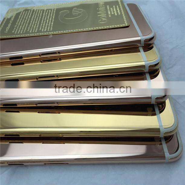 new design for apple iphone 6s plus gold frame body , for iphone 6s 24ct gold back cover