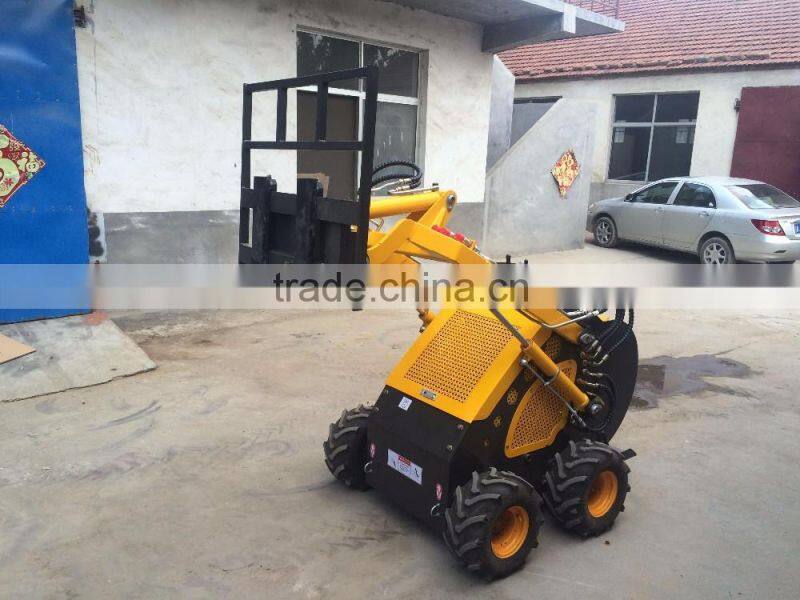 mini skid steer pallet fork/loader with pallet fork/New Condition 380kg Pallet Fork for Mini Skid Steer Loader