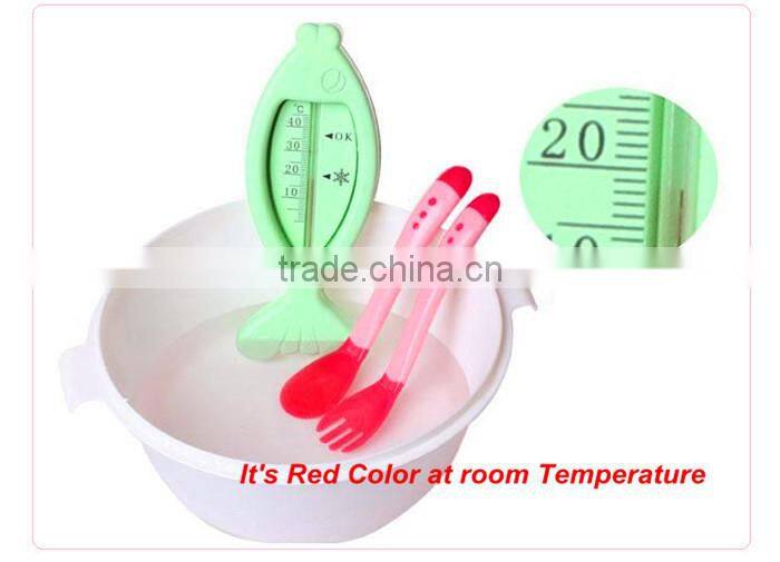 High quality Temperature Color Changing Silicone Feeding Spoon and Fork for Kids