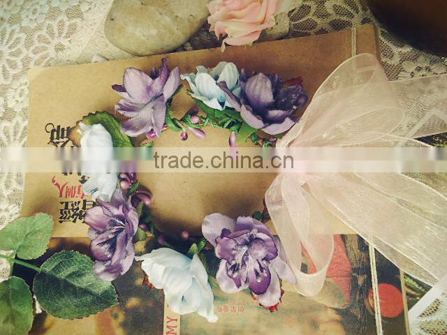 Handmade Paper Bridal Hair Accessory Flower Garland Artificial Hand Decoration and Garland for Festival and Wedding
