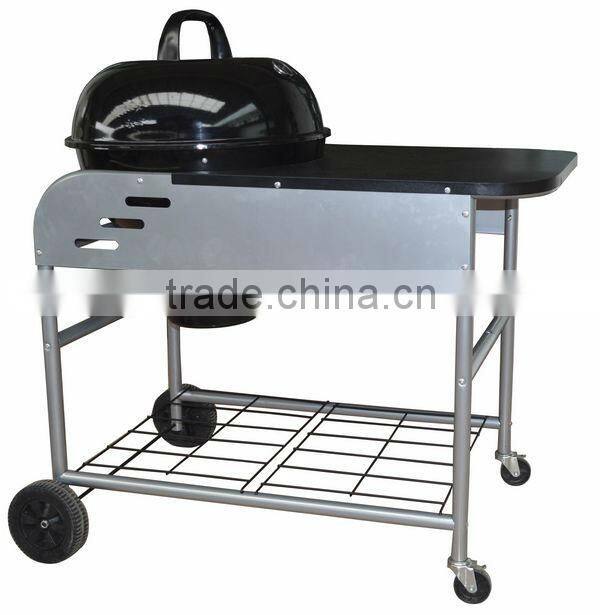 Charcoal grill with side table