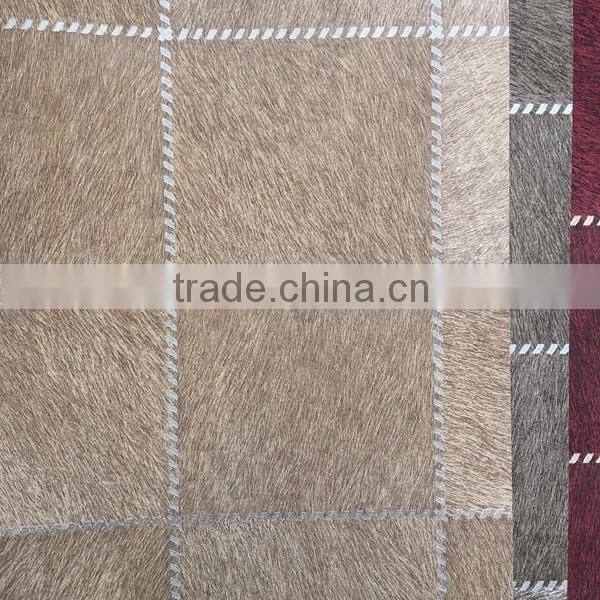 hand sewing leather effect vinyl wallpaper