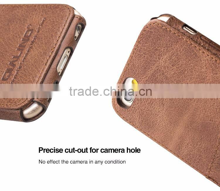 QIALINO Dropshipping Q Card Case, Full Grain Genuine For iPhone 6s Plus Leather Case