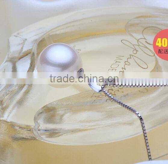 8.5-9mm AAA round natural color sterling silver freshwater pearl pendant
