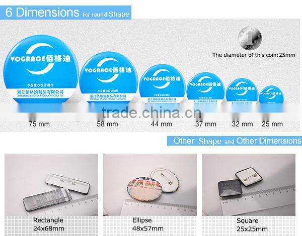 VOGRACE High quality tin button badge