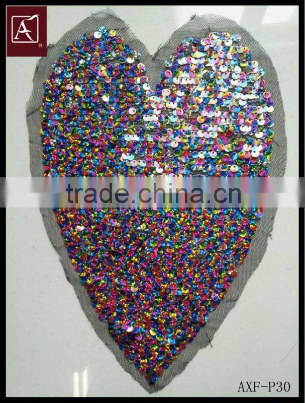 heart shape sequin embroidery patch
