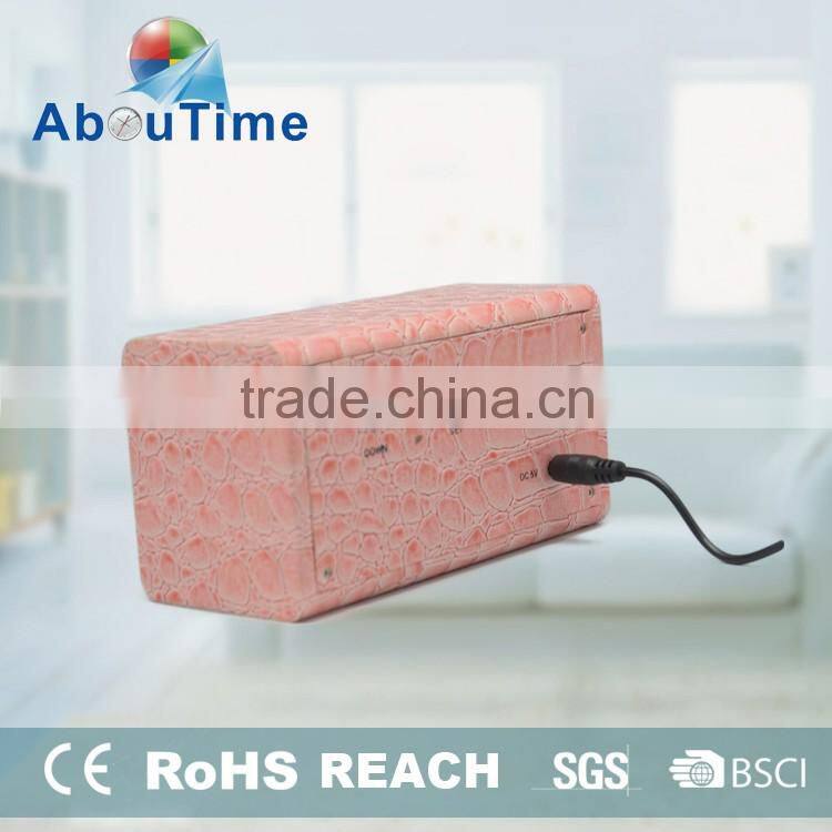 2016 new PU wooden led digital alarm clock