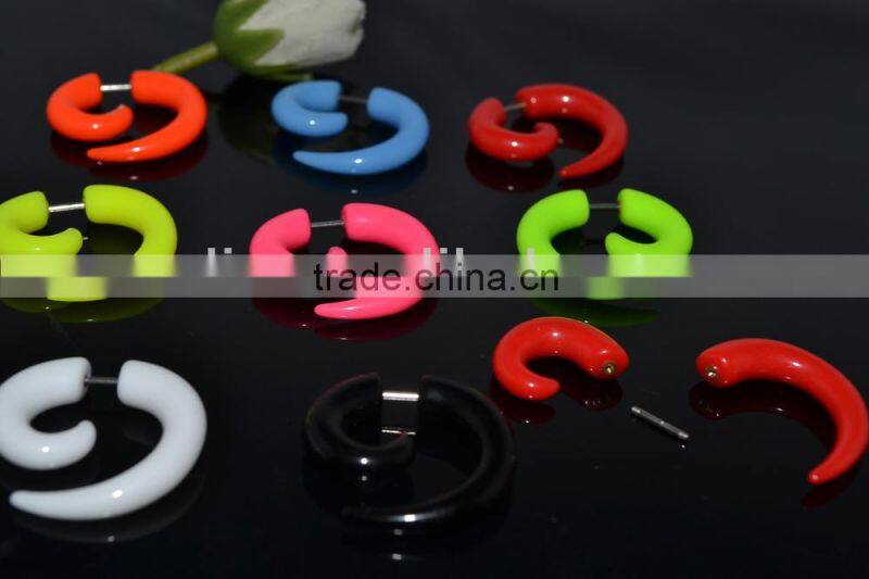 Fashion orange fake ear stretcher sprial taper acrylic body jewelry