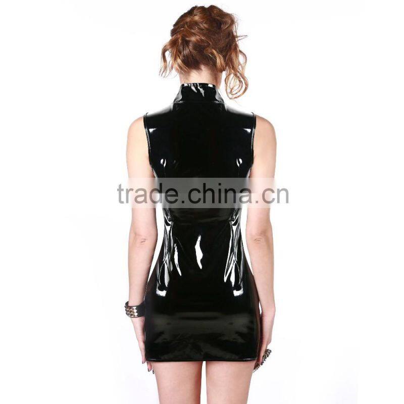 Wholesale Sexy mature Ladies zipper Pvc Mini Skirt