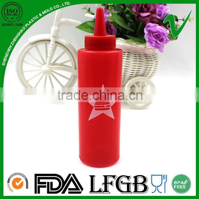 LDPE cylinder red empty food squeeze 165ml sauce plastic bottle with nozzle