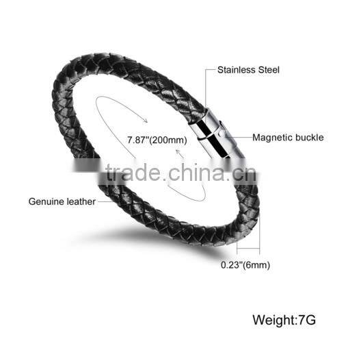 Fashion Jewelry Men Braided Leather Bracelet With Buckle