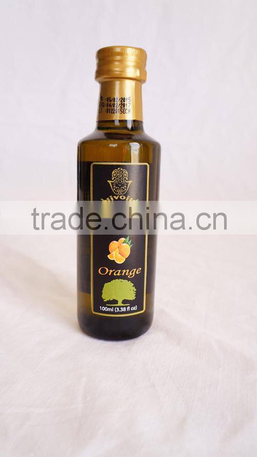 High Quality Flavored Olive Oil. Orange Infused Olive Oil. 100% Olive Oil with Orange in Glass Bottle 250 ml.