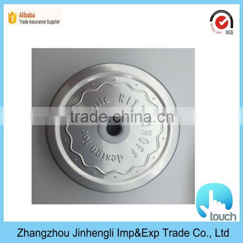 Embossed aluminum cap for glass bottle, aluminum juice bottle lid
