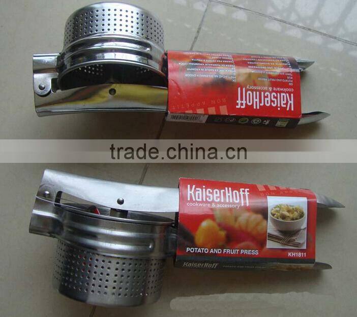 Stainless Steel Potato Masher Ricer Fruit Juicer Vegetable Press Chrome Plated