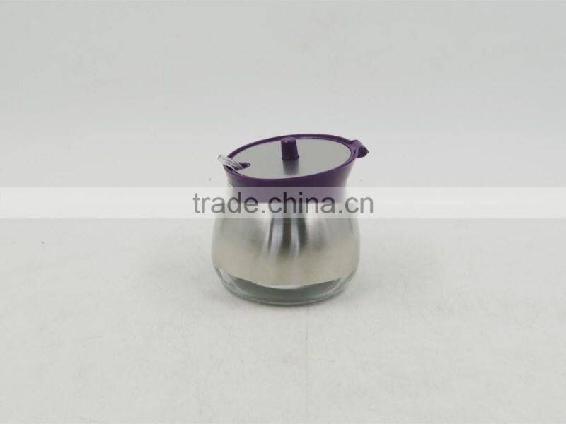 s/s cover glass canister set with metal basket