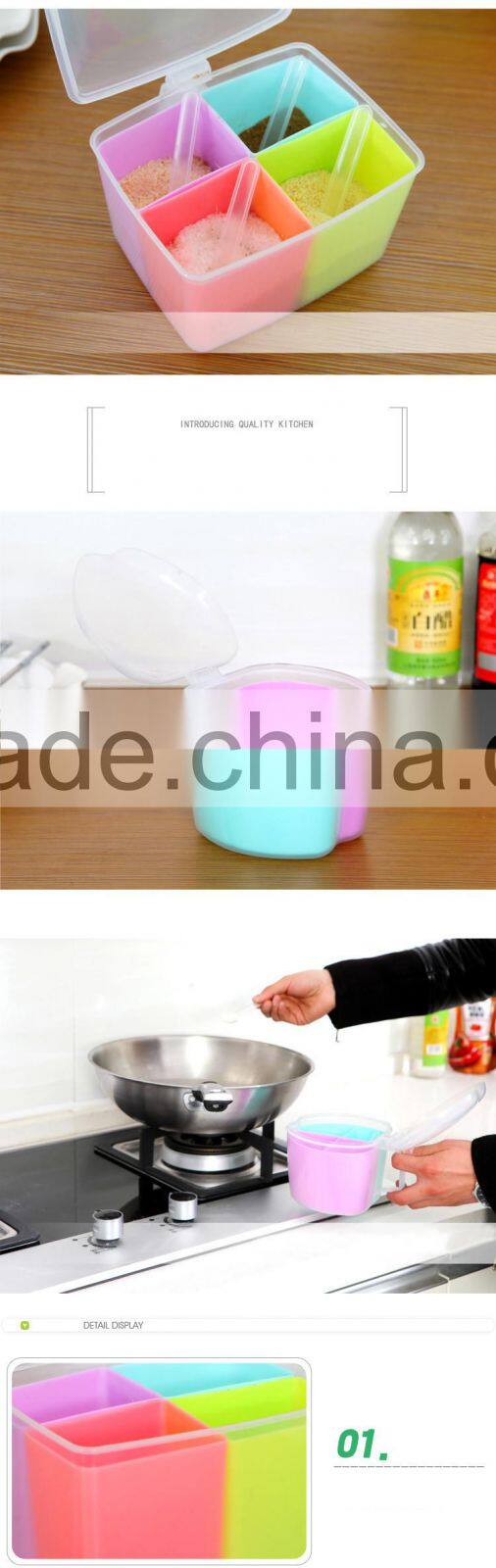 4 Spice Shaker Seasoning Bottle Jar Condiment Storage Container Kitchen Food Box