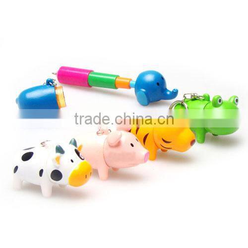 Novelty Cartoon small animals flexible ballpoint pen with keychain