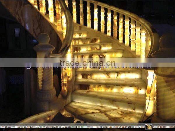 PAKISTAN SUPPLIER BACKLIT ONYX STAIRS STEPS RISERS & BALUSTRADE