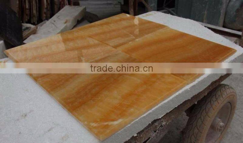 Polished honey yellow onyx marble wall tiles