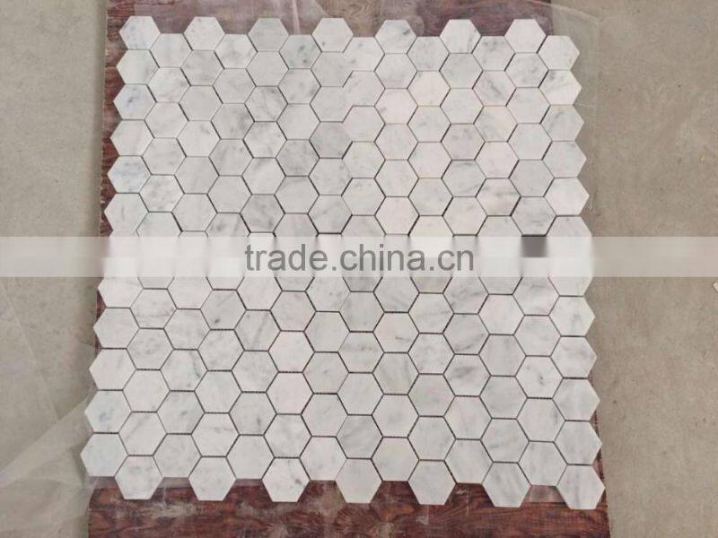 White marble mosaic;carrara white marble mosaic tile;carrara white marble mosaic