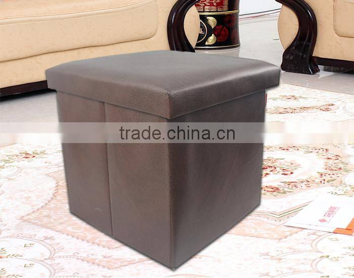 Store More Leather Folding storage Stool